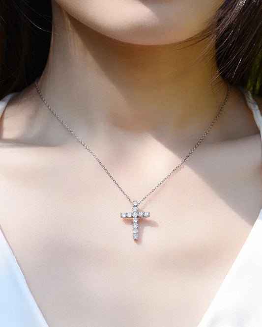 Sacred Elegance Moissanite Cross Necklace